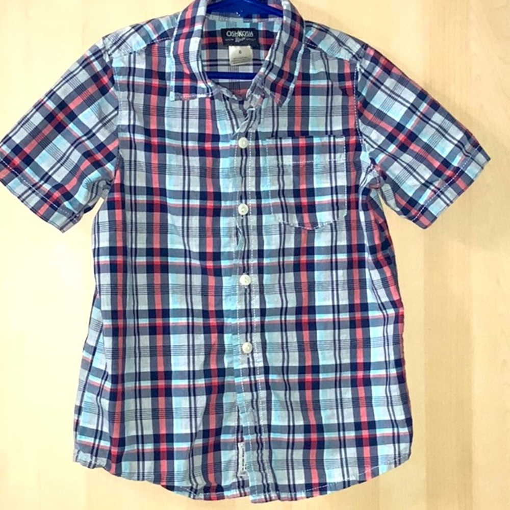 OshKosh B’Gosh Short Sleeve Button Dock Shirt 100% Cotton EUC